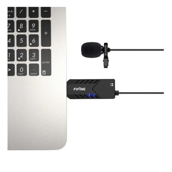 Fifine K053 USB Lavalier Lapel Microphone with Sound Card