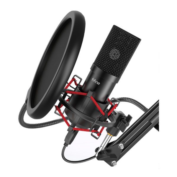 Fifine T732 USB Condensor Microphone with Arm Desk Mount Kit – Black