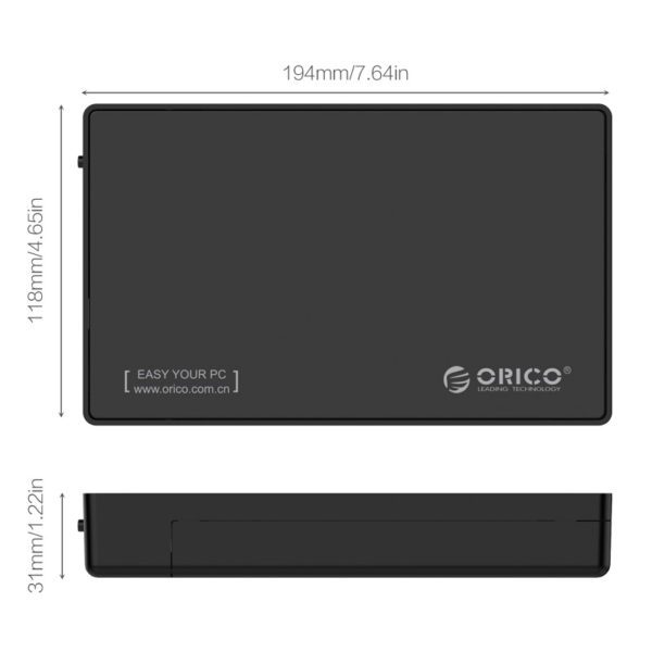 ORICO 2.5″|3.5″ USB-C External HDD Enclosure – Black - Image 5