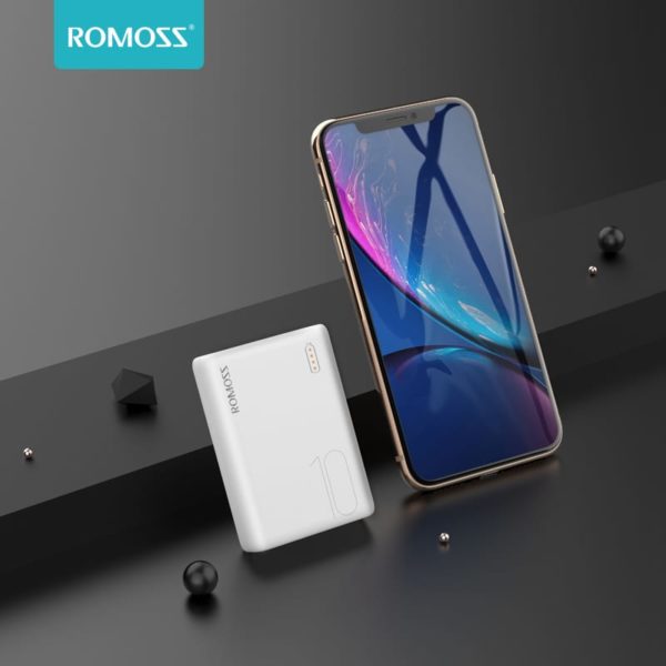 Romoss Simple 10 10000mAh Input: Type C|Lightning|Micro USB|Output: 2 x USB Power Bank - White - Image 4