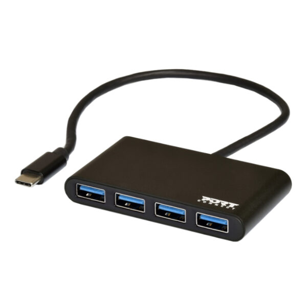 Port USB Type-C to 4 x USB3.0 5Gbps 30cm 4 Port Hub - Black - Image 2