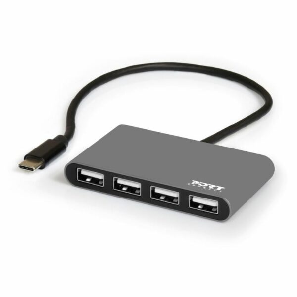 Port USB Type-C to 4 x USB2.0 480Mbs 4 Port Hub - Black - Image 2