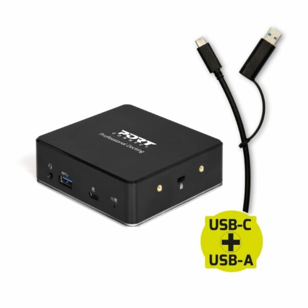 Port USB Type-C to 1 x RJ45|2 x USB3.1 Gen1|2 x HDMI|1 x Type-C|1 x USB3.1 Gen1 | Apple Charging 2.4A|1 x Aux Dock - Black - Image 3