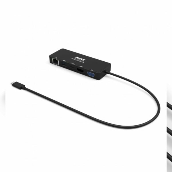 Port USB Type-C to 1 x RJ45|1 x USB3.0 SS|1 x Type-C 85W PD|1 x HDMI2.0|1 x VGA 30cm Cable Dock - Black - Image 2