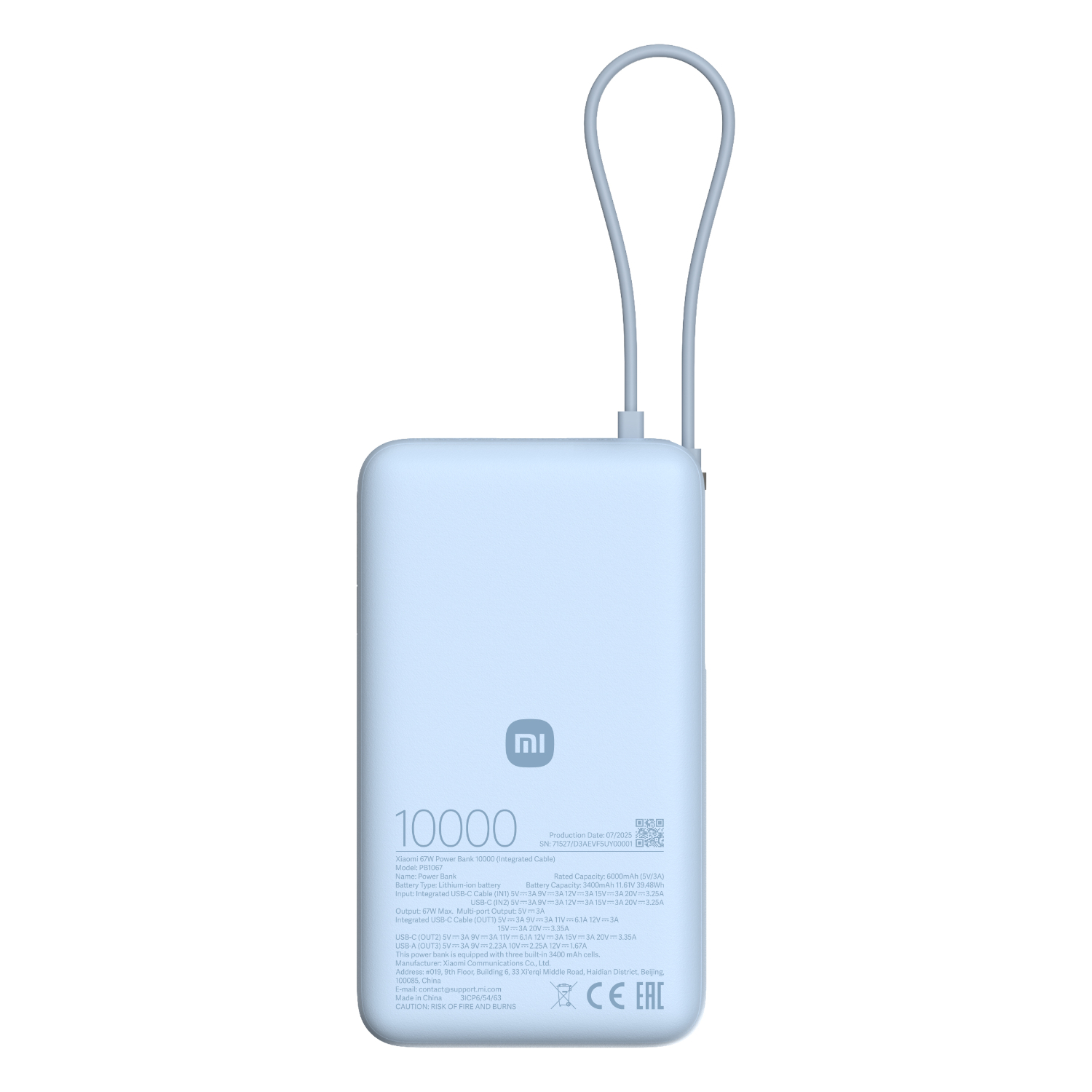 Xiaomi Power Bank 10000mAh 67W - Ice Blue