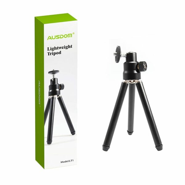 Ausdom LT1 Lightweight Mini Tripod|Adjustable Legs|360 Degree Rotation|90 Degree Tilt - Black