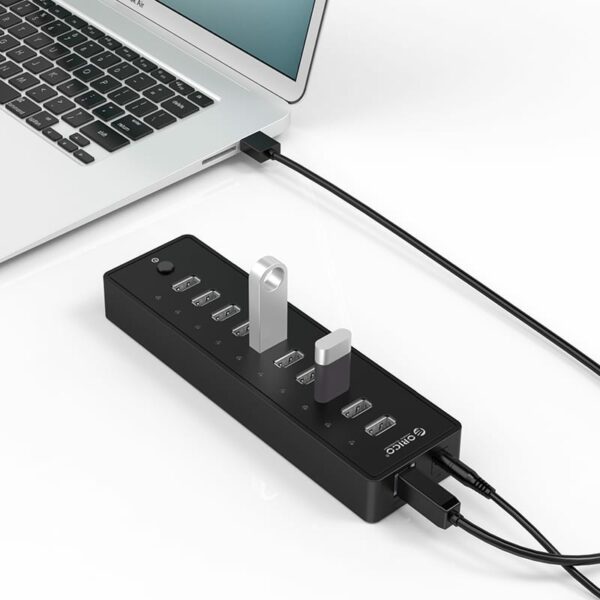 ORICO 10 Port 30W Additional Power USB2.0 Hub - Black - Image 2