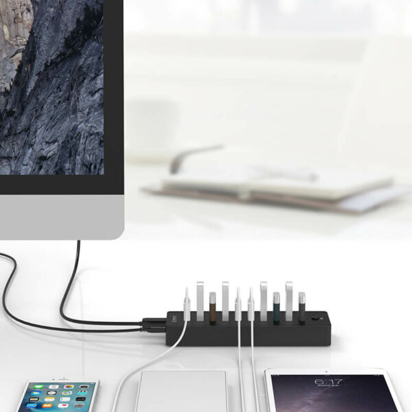 ORICO 10 Port 30W Additional Power USB2.0 Hub - Black - Image 3