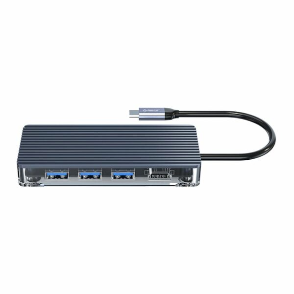 ORICO 6 Port 3 x USB3.0|1 x HDMI|1 x RJ45|1 x Type-C Transparent Hub - Grey - Image 2