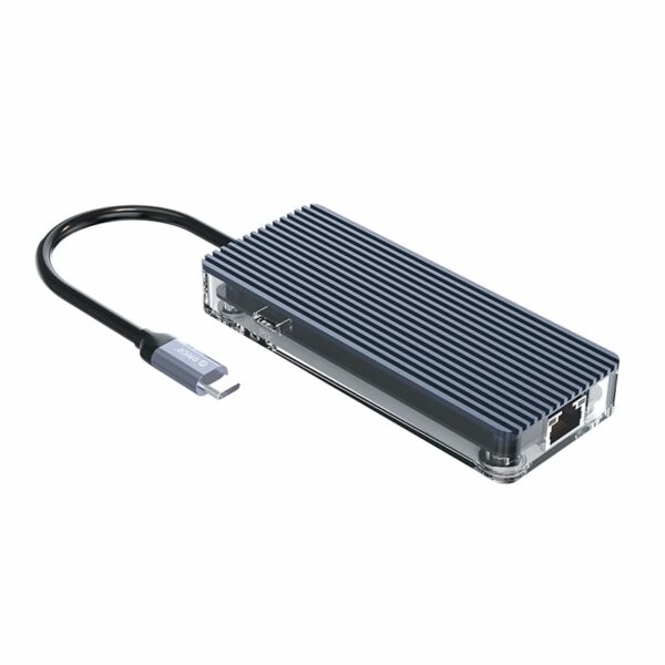 ORICO 6 Port 3 x USB3.0|1 x HDMI|1 x RJ45|1 x Type-C Transparent Hub - Grey - Image 3