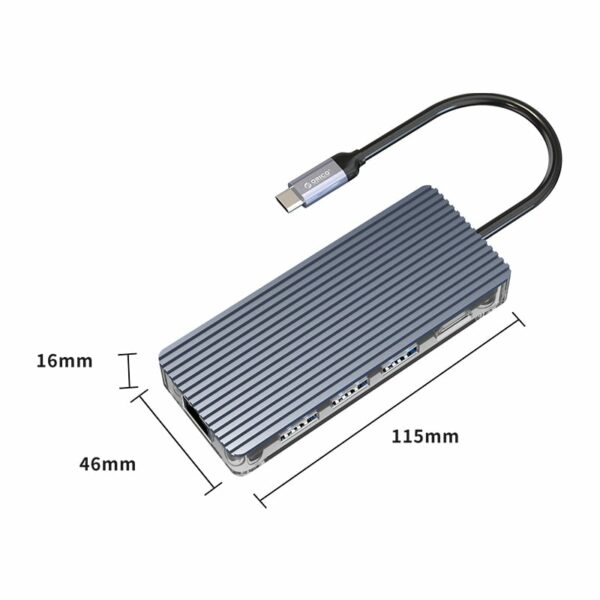 ORICO 6 Port 3 x USB3.0|1 x HDMI|1 x RJ45|1 x Type-C Transparent Hub - Grey - Image 5