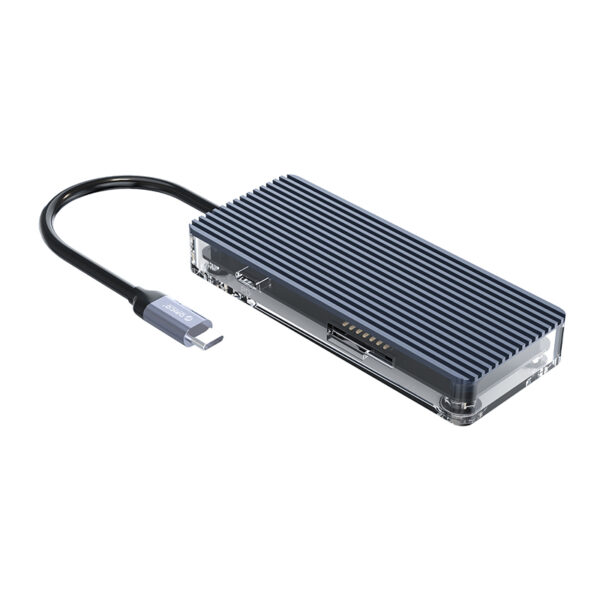 ORICO 7 Port 3 x USB3.0|1 x HDMI|1 x TF|1 x SD|1 x Type-C Transparent Hub - Grey - Image 2